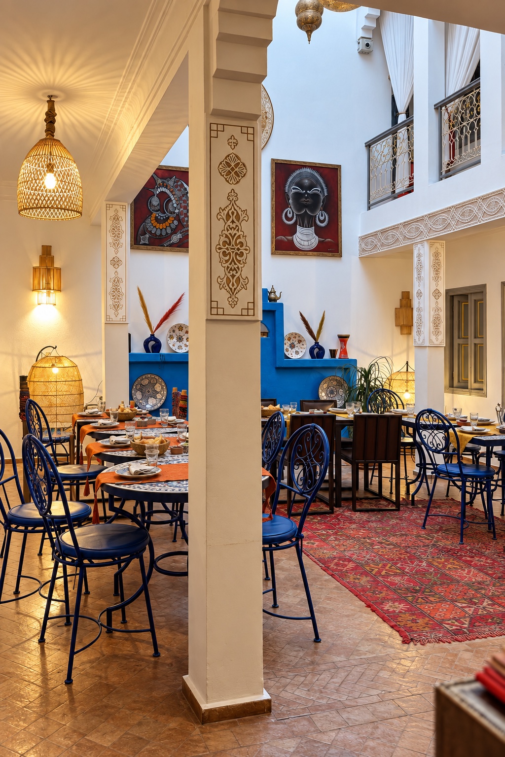 Breakfast tables in the courtyard